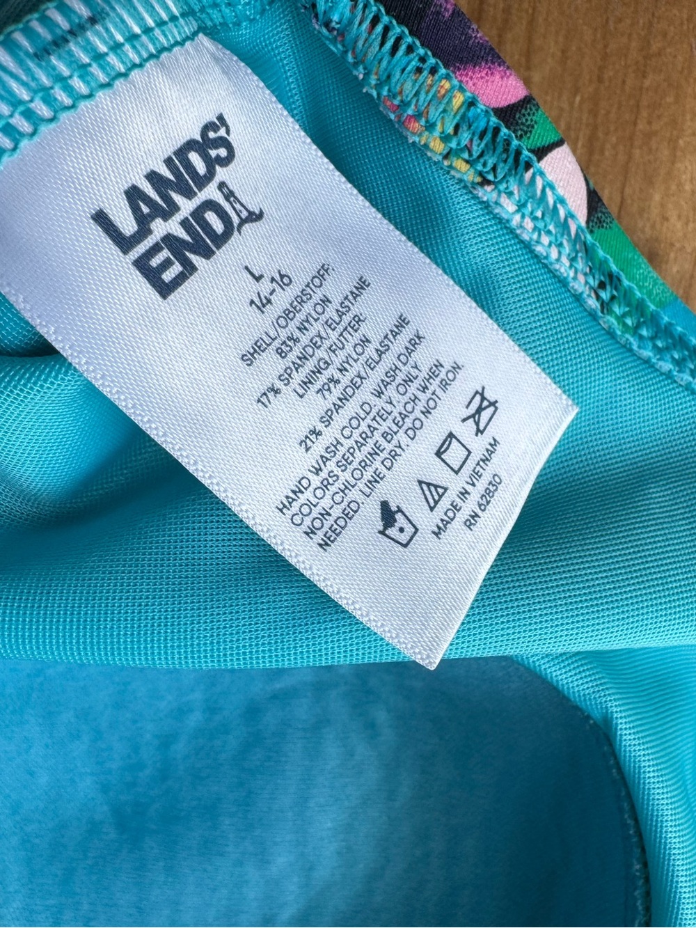 Lands End Floral Halter Bikini Top L - Picture 3 of 5